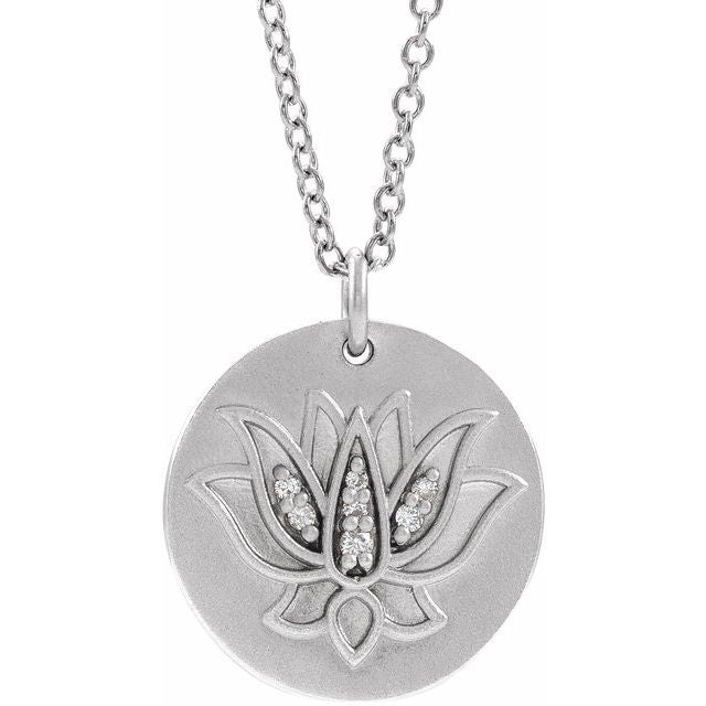 Sterling Silver Natural Diamond Lotus Necklace | Pranic Lifestyle