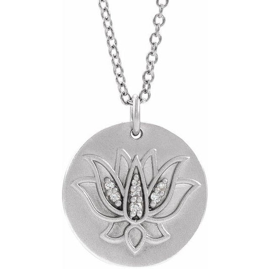 Sterling Silver Natural Diamond Lotus Necklace | Pranic Lifestyle