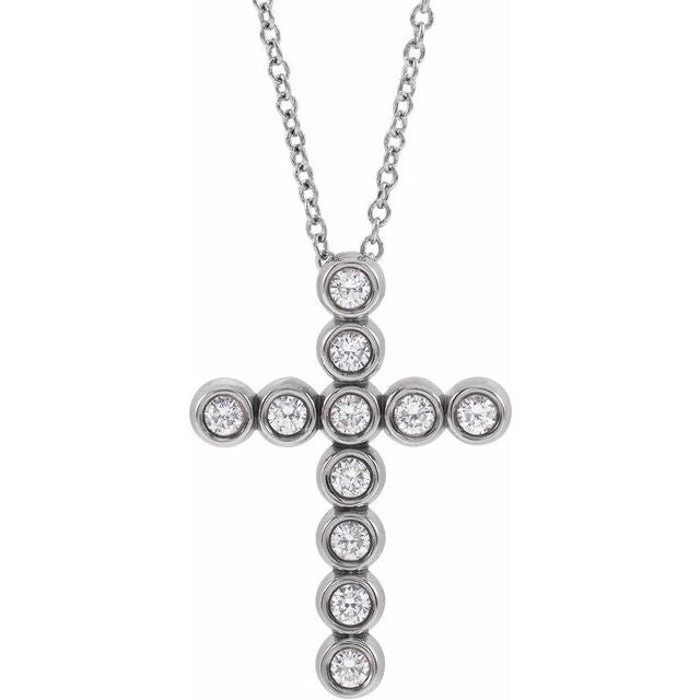 Sterling Silver 1/4 CTW Natural Diamond Cross 16-18" Necklace