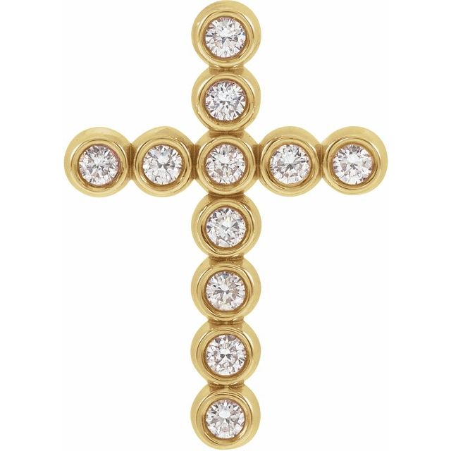 14K Yellow Gold 1/4 CTW Natural Diamond Cross Pendant