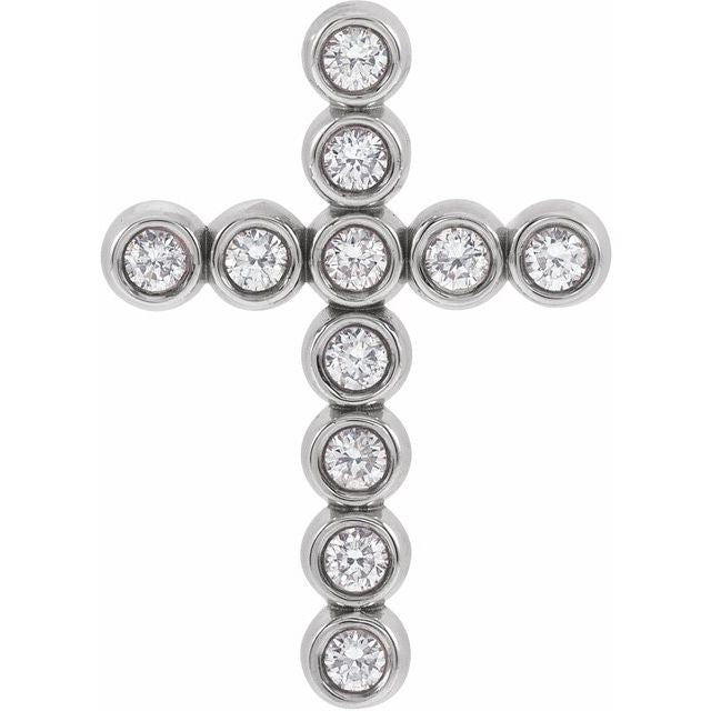 Sterling Silver 1/4 CTW Natural Diamond Cross Pendant