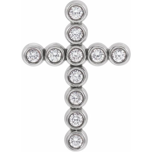 Sterling Silver 1/4 CTW Natural Diamond Cross Pendant