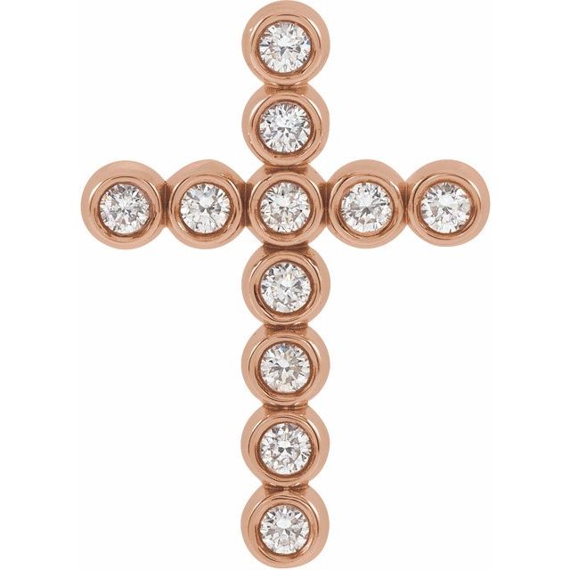 14K Rose Gold 1/4 CTW Natural Diamond Cross Pendant