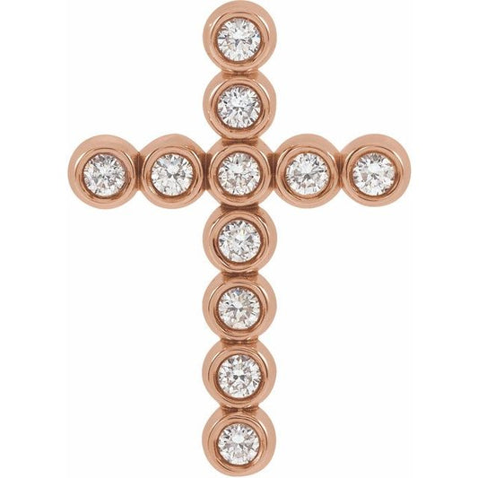 14K Rose Gold 1/4 CTW Natural Diamond Cross Pendant