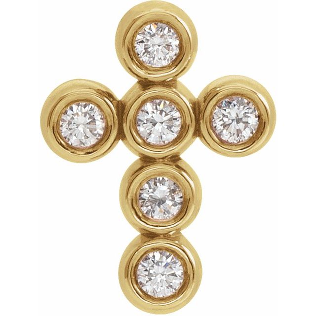 14K Yellow Gold 1/6 CTW Natural Diamond Cross Pendant