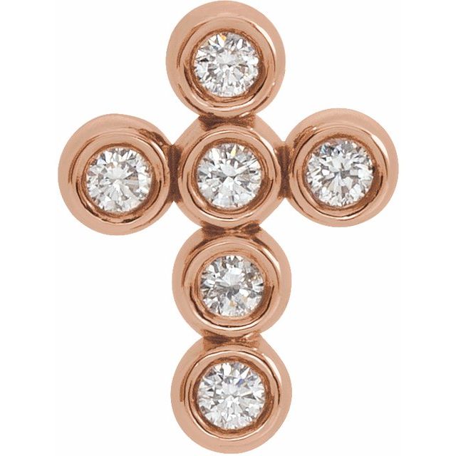 14K Rose Gold 1/6 CTW Natural Diamond Cross Pendant
