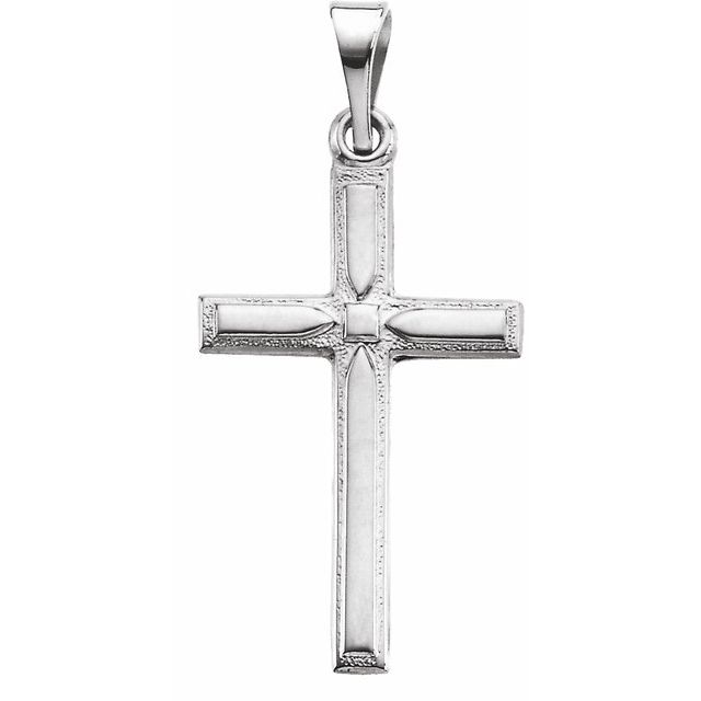 14K White Gold 19x12.5 mm Cross Pendant