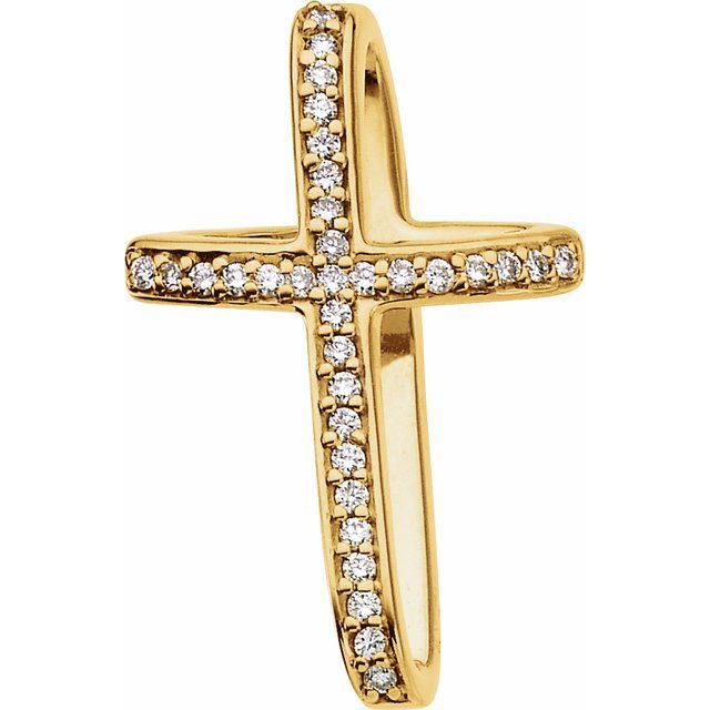 14K Yellow Gold 1/4 CTW Natural Diamond Cross Pendant