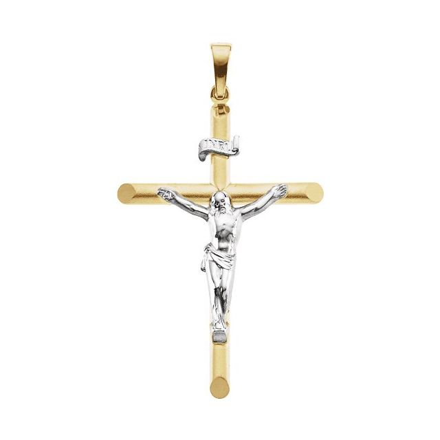 14K Yellow/White Gold 35.5x24.75 mm Crucifix Pendant