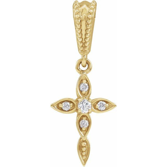 14K Yellow Gold .03 CTW Natural Diamond Petite Vintage-Inspired Cross Pendant