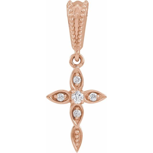14K Rose Gold .03 CTW Natural Diamond Petite Vintage-Inspired Cross Pendant