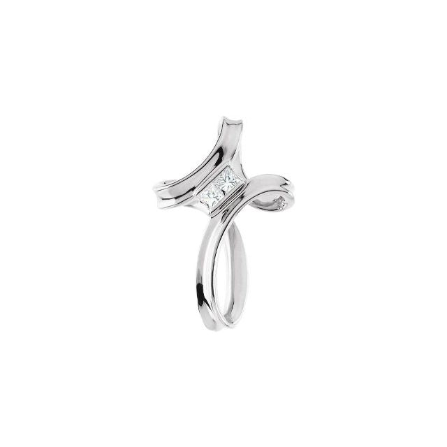 14K White Gold 1/5 CTW Natural Diamond Cross Pendant