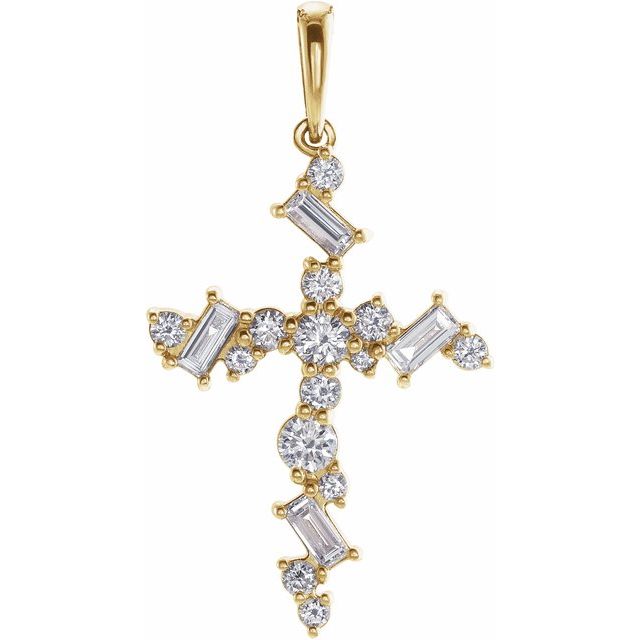 14K Yellow Gold 1/2 CTW Natural Diamond Scattered Cross Pendant