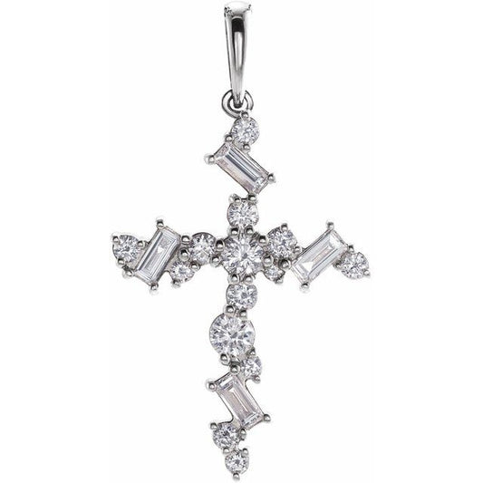 Platinum 1/2 CTW Natural Diamond Scattered Cross Pendant