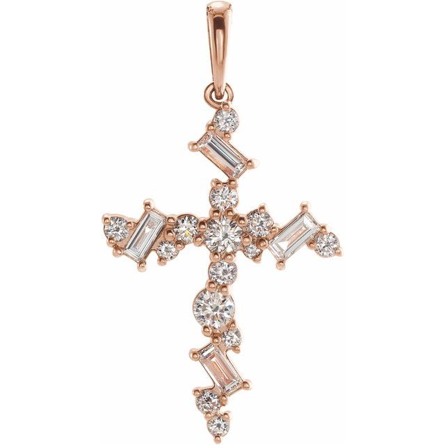14K Rose Gold 1/2 CTW Natural Diamond Scattered Cross Pendant