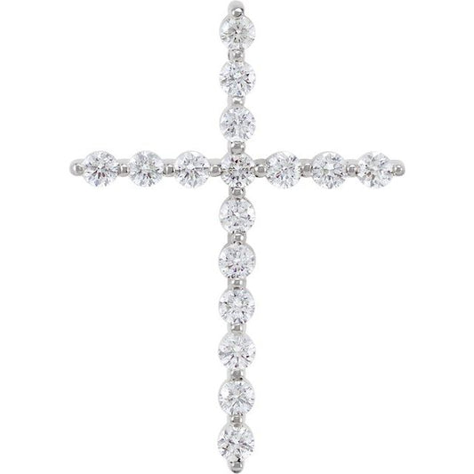 Platinum 1/2 CTW Natural Diamond Cross Pendant