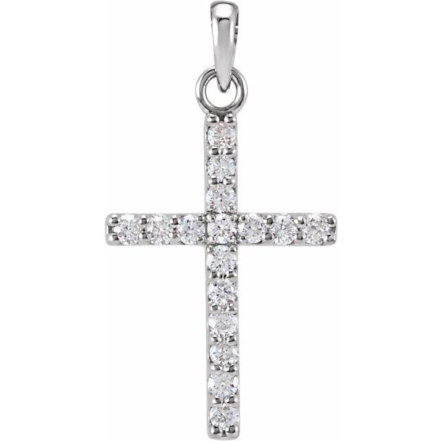 14K White Gold 1/10 CTW Natural Diamond Cross Pendant