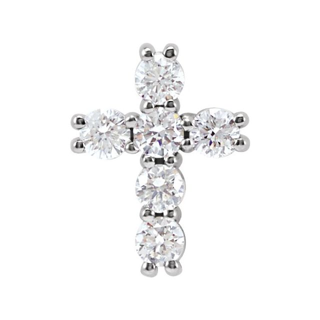 14K White Gold 1/4 CTW Natural Diamond Cross Pendant