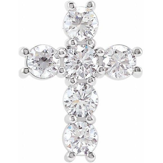 14K White Gold 1 1/6 CTW Natural Diamond Cross Pendant