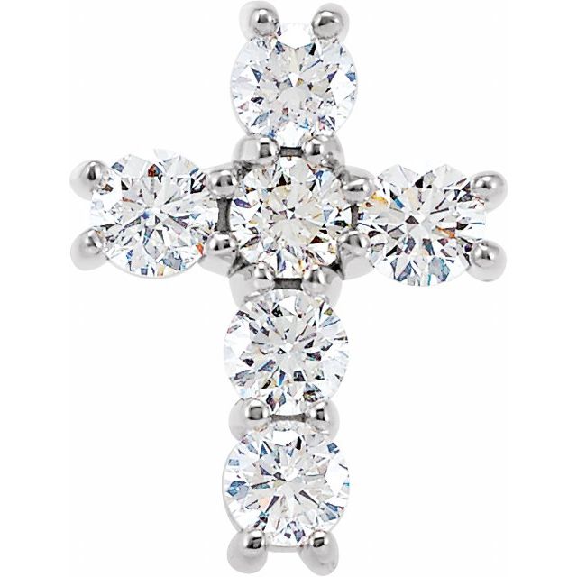14K White Gold 3/4 CTW Natural Diamond Cross Pendant