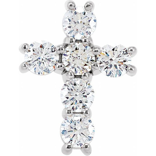 14K White Gold 3/4 CTW Natural Diamond Cross Pendant