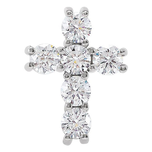 14K White Gold 1/2 CTW Natural Diamond Cross Pendant