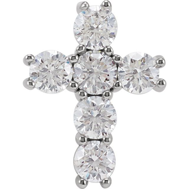 Platinum 1 3/8 CTW Natural Diamond Cross Pendant