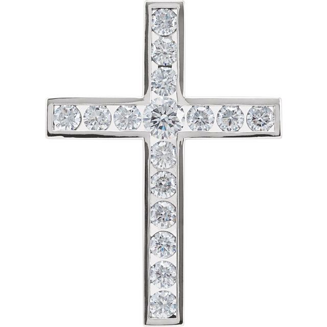 14K White Gold 1 3/8 CTW Natural Diamond Cross Pendant