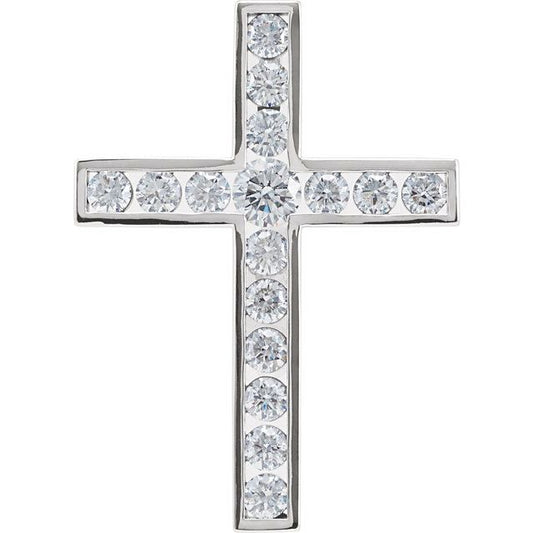 14K White Gold 1 3/8 CTW Natural Diamond Cross Pendant