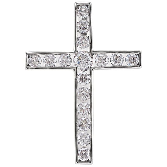 14K White Gold 1/3 CTW Natural Diamond Cross Pendant