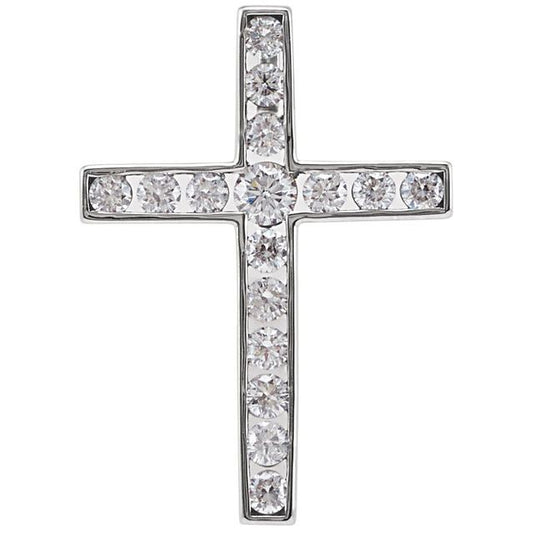 14K White Gold 1/3 CTW Natural Diamond Cross Pendant
