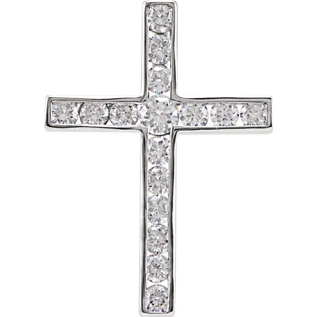 14K White Gold 1/4 CTW Natural Diamond Cross Pendant