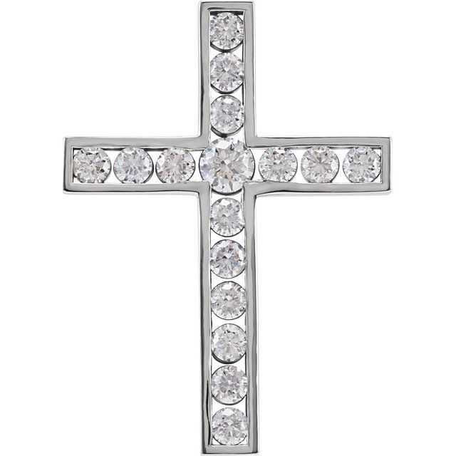 14K White Gold 1 CTW Natural Diamond Cross Pendant