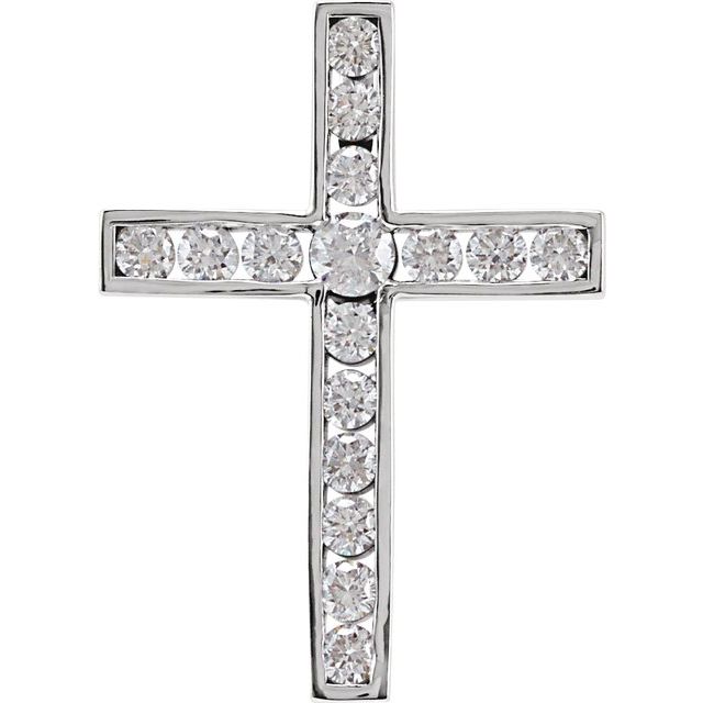 Platinum 1/2 CTW Natural Diamond Cross Pendant
