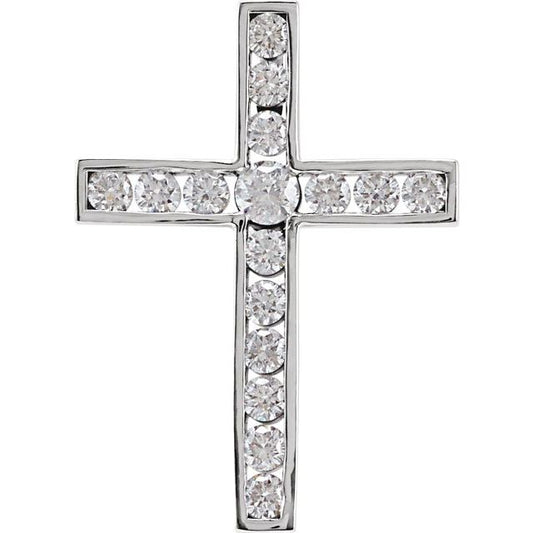 Platinum 1/2 CTW Natural Diamond Cross Pendant