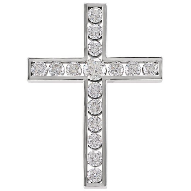 14K White Gold 1 1/4 CTW Natural Diamond Cross Pendant