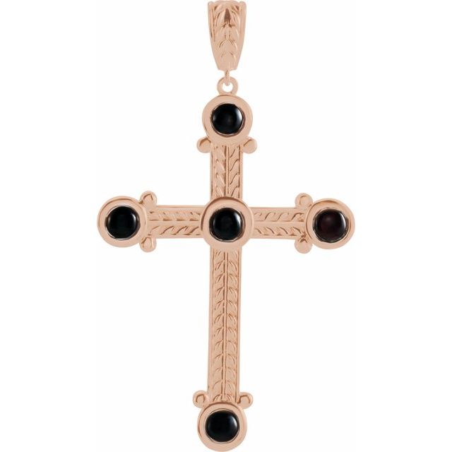 14K Rose Gold Natural Black Onyx Pendant