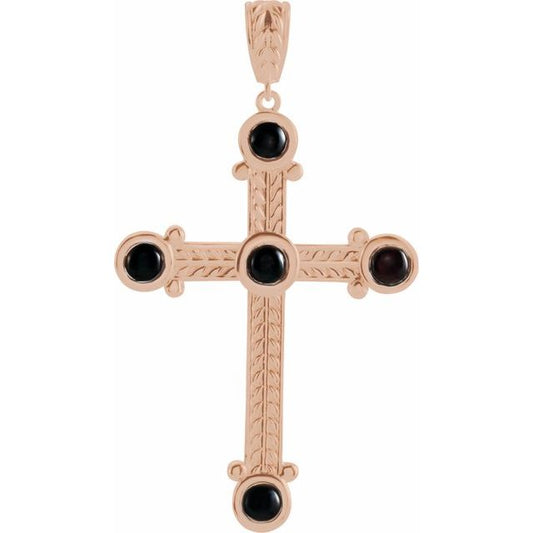 14K Rose Gold Natural Black Onyx Pendant
