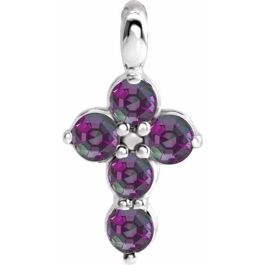 Sterling Silver Natural Alexandrite Cross Pendant