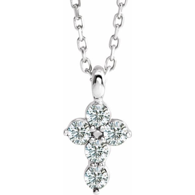 Sterling Silver 1/6 CTW Natural Diamond Cross 16-18" Necklace