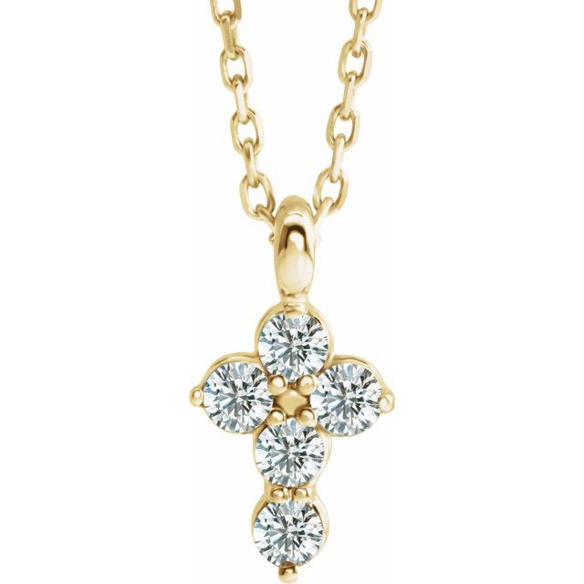 14K Yellow Gold 1/6 CTW Natural Diamond Cross 16-18" Necklace