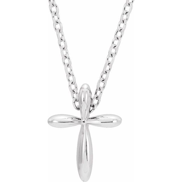 Platinum 10x7.72 mm Cross 16-18" Necklace