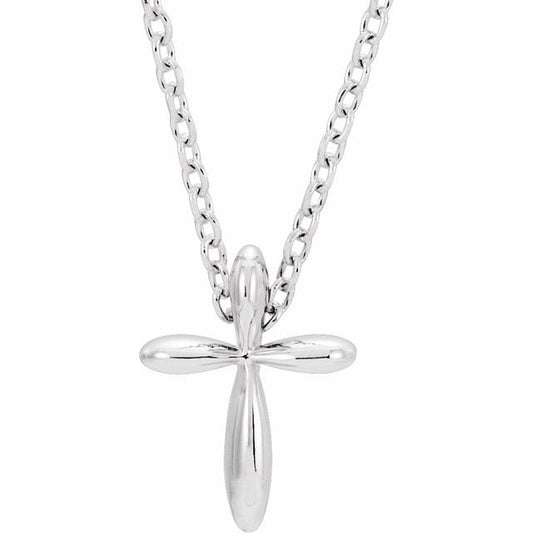Sterling Silver 10x7.72 mm Cross 16-18" Necklace