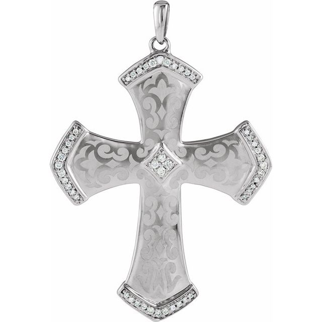 Sterling Silver 1/5 CTW Natural Diamond Cross Pendant 