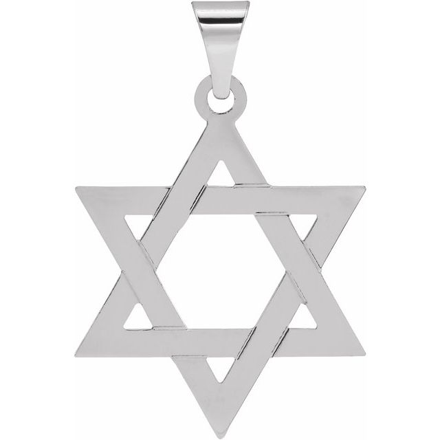 14K White 25x19 mm Star of David Pendant
