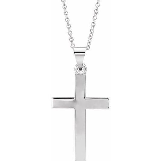 14K White Gold Cross 18" Necklace  