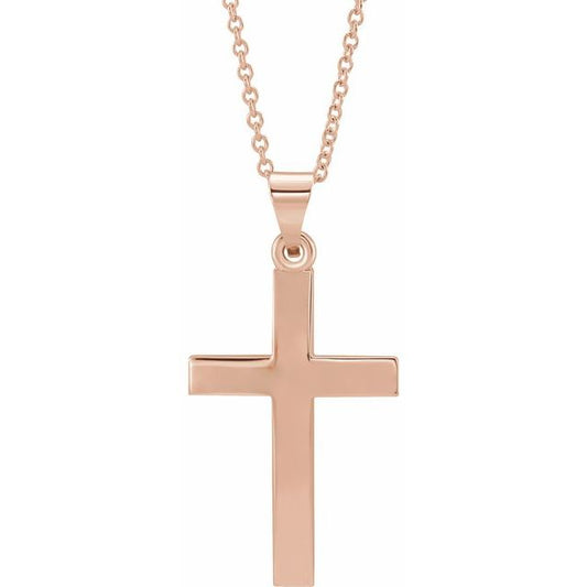 14K Rose Gold Cross 18" Necklace  