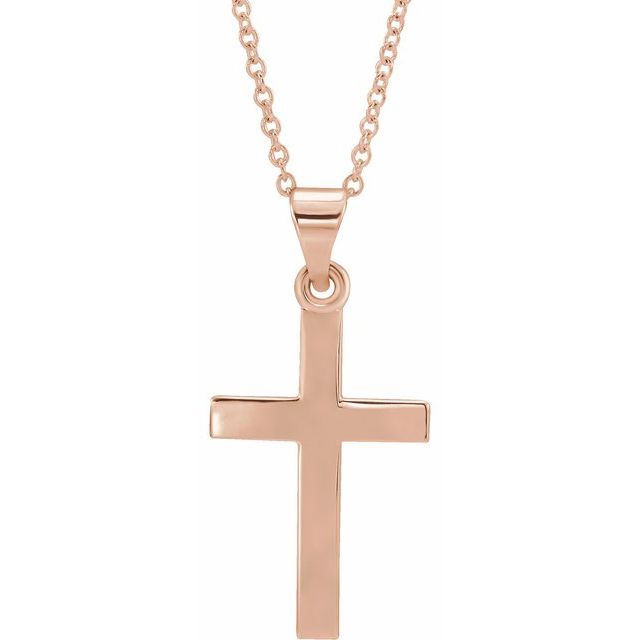 14K Rose Gold Cross 18" Necklace  