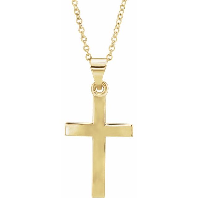 14K Yellow Gold Cross 18" Necklace  