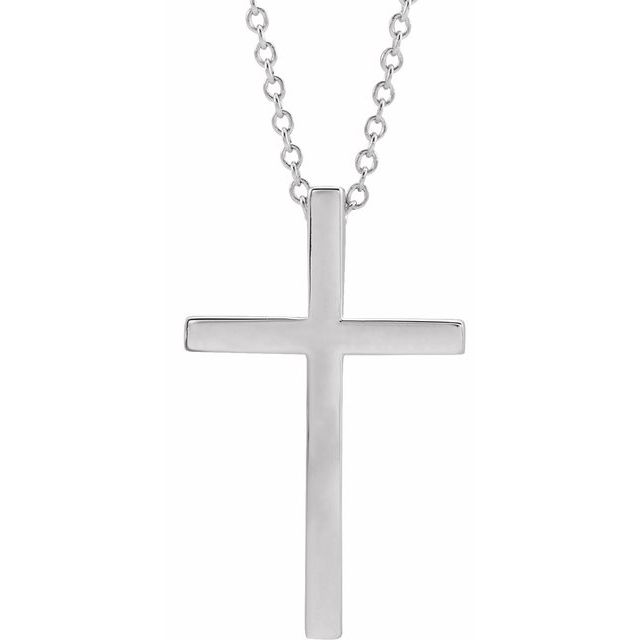 14K White Gold 21.7x13.5 mm Cross 18" Necklace